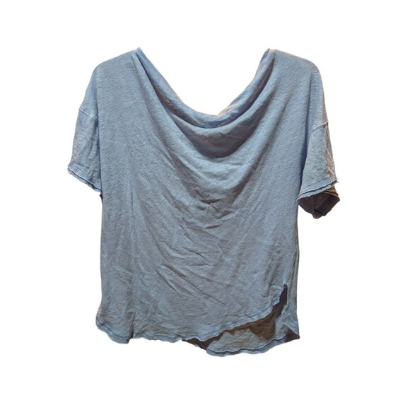 Free People FP Light Blue Cowl Neck Top Blouse, Linen & Cotton, Size Small - Picture 8 of 10